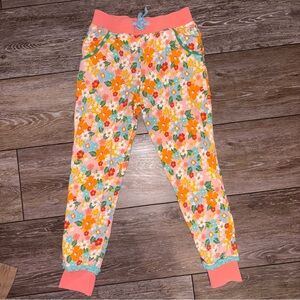 Wildflowers Floral Jogger Pants with Pink and Orange Accents